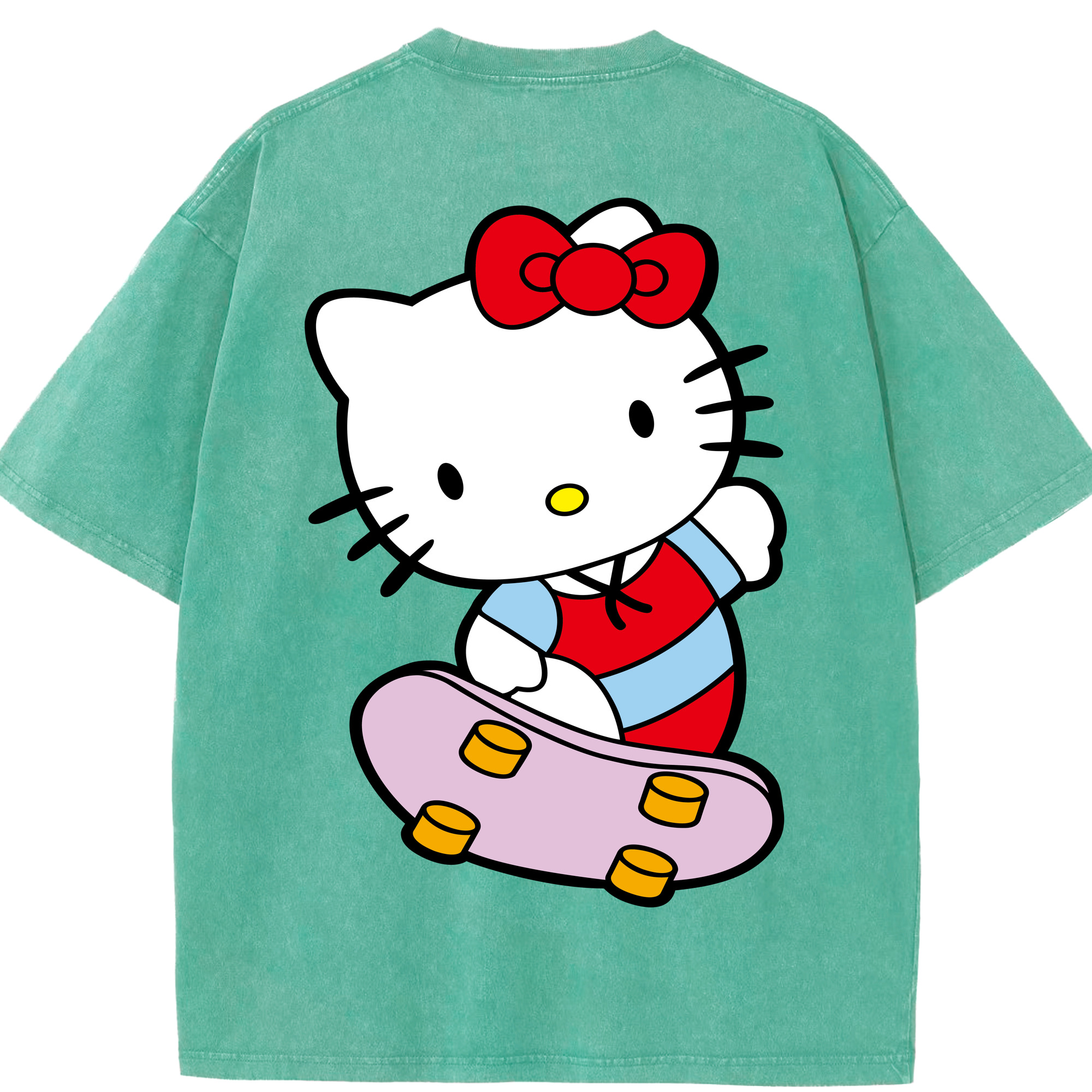 （画像用） Hello Kitty ハローキティ 綿100% ヴィンテージ風 半袖Tシャツ（背面プリント）